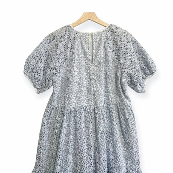 EVERLANE THE TIERED EYELET MIDI DRESS BLUE / WHITE SIZE S, New with tag - Picture 7 of 16